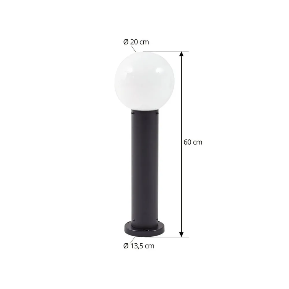 Lindby Dangan sokkellampe, hvit, høyde 60 cm, glass, metall| Sokkellamper Med Sensor|Terrassebelysning