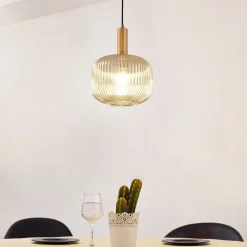 Lindby Doroteo hengelampe, 1 lyskilde, grå, glass Best