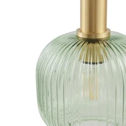 Lindby Doroteo hengelampe, 3 lyskilder, grønn/amber/grå, glass| Pendellamper