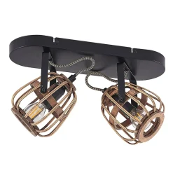 Lindby downlight Bominio, 36 cm, 2 lyskilder, tre, rotting| Spotter I Tak