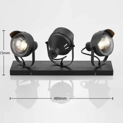 Lindby downlight Henega, 52 cm, svart, 3 lyskilder Best