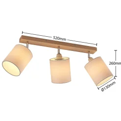 Lindby downlight Imarin, 56 cm, 3 lyskilder, hvit, tre| Taklamper