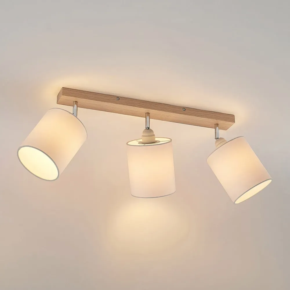 Lindby downlight Imarin, 56 cm, 3 lyskilder, hvit, tre| Taklamper