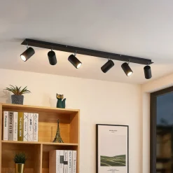 Lindby downlight Joffrey, 116 cm, svart, 6 lyskilder, GU10| Spotter I Tak|Taklamper