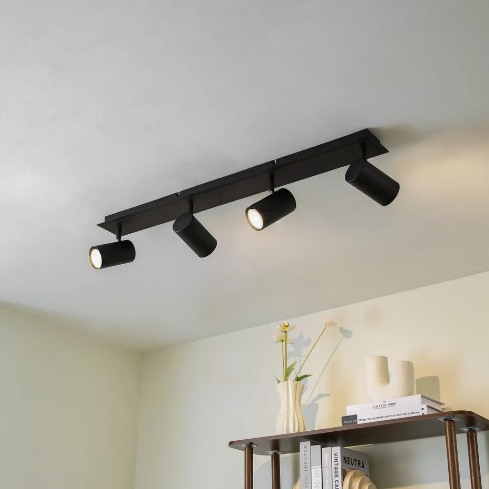 Lindby downlight Joffrey, 80 cm, svart, 4 lyskilder, GU10 Best