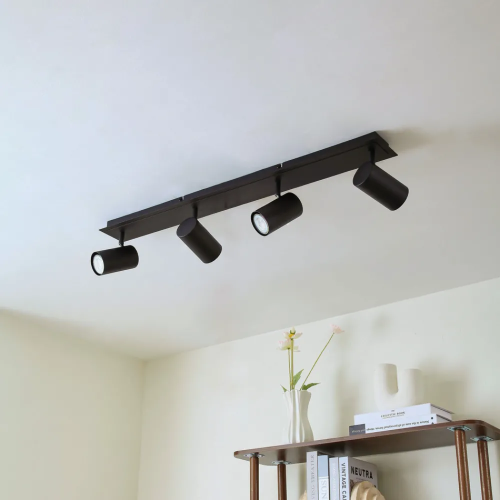 Lindby downlight Joffrey, 80 cm, svart, 4 lyskilder, GU10 Best