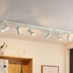 Lindby downlight Joffrey, 116 cm, hvit, 6 lyskilder, GU10 Hot