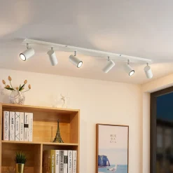 Lindby downlight Joffrey, 116 cm, hvit, 6 lyskilder, GU10 Hot