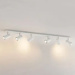 Lindby downlight Joffrey, 116 cm, hvit, 6 lyskilder, GU10 Hot