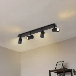 Lindby downlight Joffrey, 70 cm, svart, 4 lyskilder, GU10 Hot