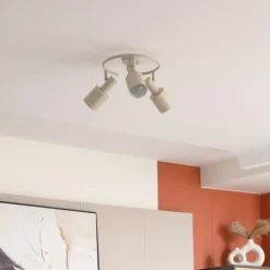 Lindby downlight Ovelia, beige, 3 lyskilder, metall, E27 Hot