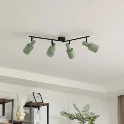 Lindby downlight Ovelia, grønn, 80 cm, 4 lyskilder, E27| Kontorbelysning|Spotter I Tak