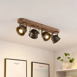 Lindby downlight Rubinjo, 62 cm, 4 lyskilder, tre, GU10 Online