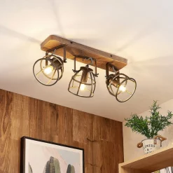 Lindby downlight Rutger, 52 cm, 3 lyskilder, tre, bur, E14| Design- Og Hotellbelysning|Taklamper