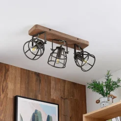 Lindby downlight Rutger, 52 cm, 3 lyskilder, tre, bur, E14| Design- Og Hotellbelysning|Taklamper