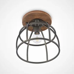 Lindby downlight Rutger, Ø 34 cm, tre, bur, E27| Design- Og Hotellbelysning|Taklamper