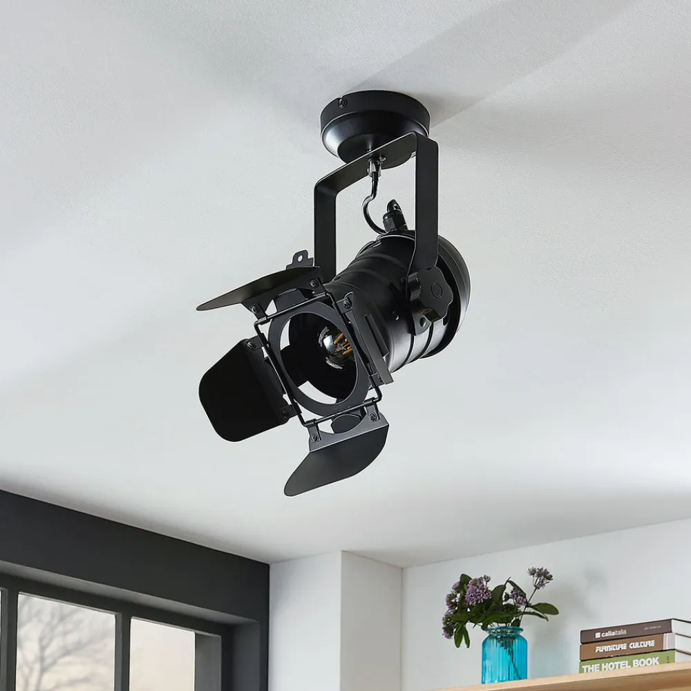 Lindby downlight Tilen, 1 lyskilde, svart, metall, 38 cm Clearance