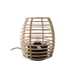 Lindby Ediz bordlampe, svart, tre, 25 cm høy, E27| Bordlamper