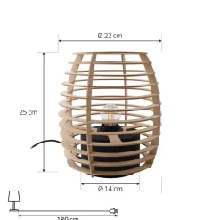 Lindby Ediz bordlampe, svart, tre, 25 cm høy, E27| Bordlamper