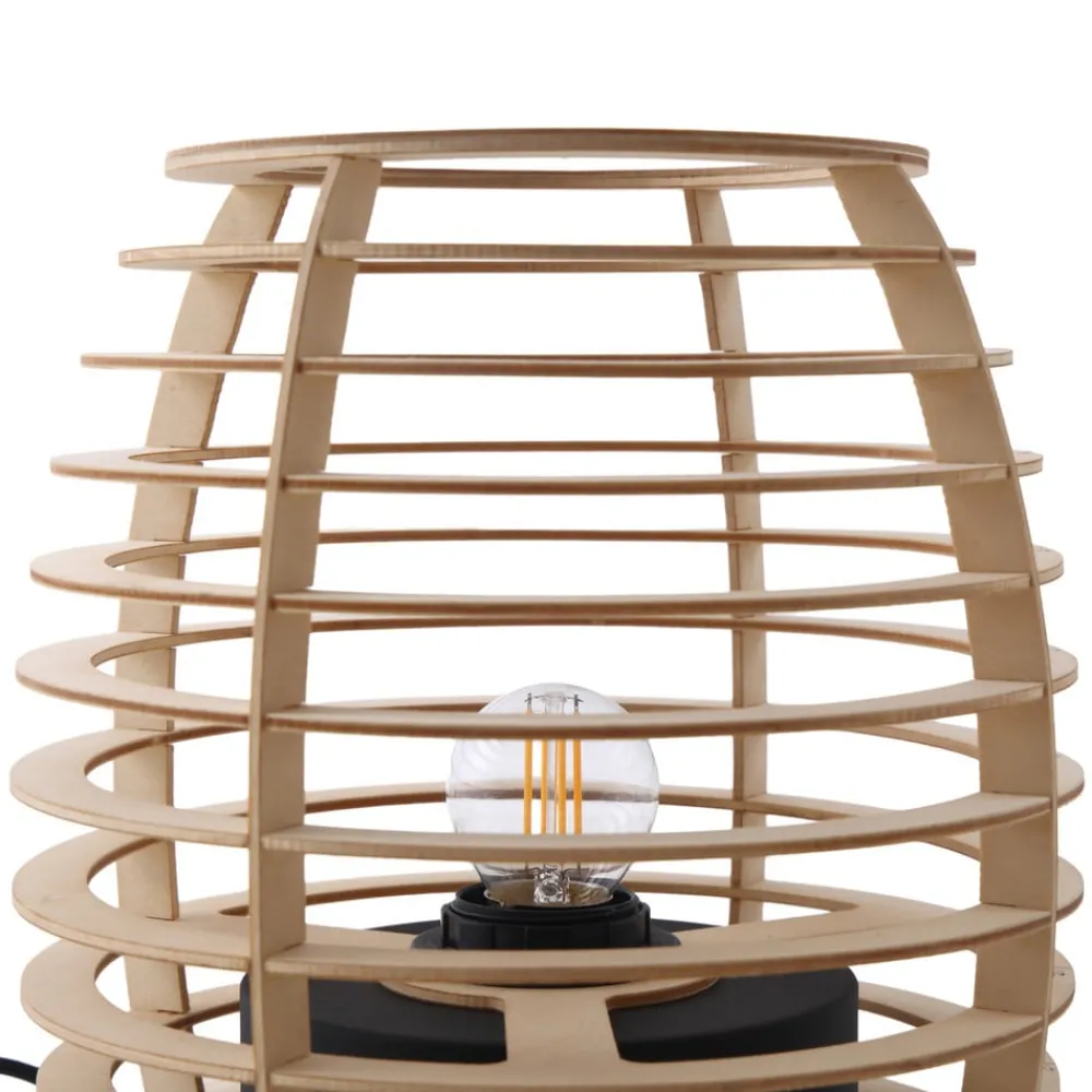 Lindby Ediz bordlampe, svart, tre, 25 cm høy, E27| Bordlamper