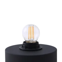 Lindby Ediz bordlampe, svart, tre, 25 cm høy, E27| Bordlamper