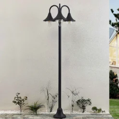 Lindby Edric lyktestolpe, høyde 215 cm, antrasitt, aluminium| Lyktestolper