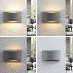 Lindby Edvin vegglampe av betong, halvrund New