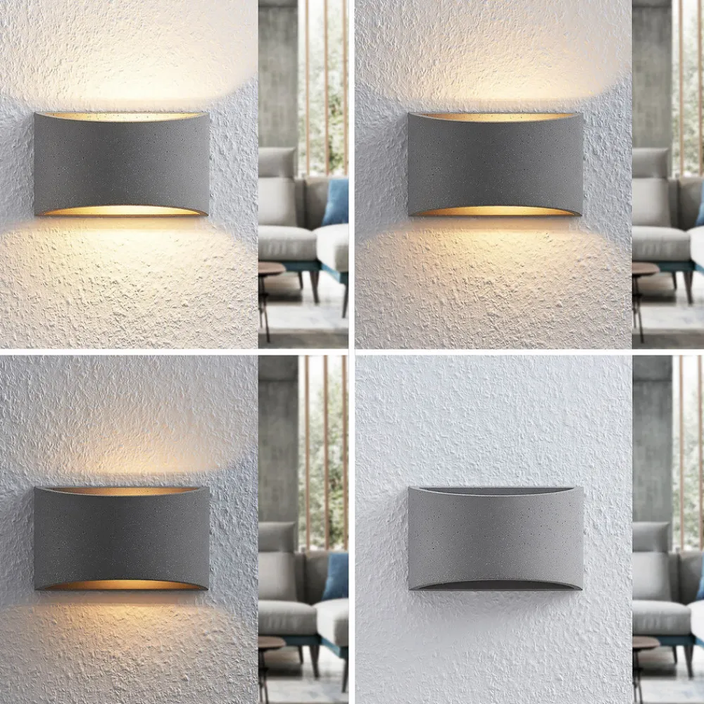 Lindby Edvin vegglampe av betong, halvrund New