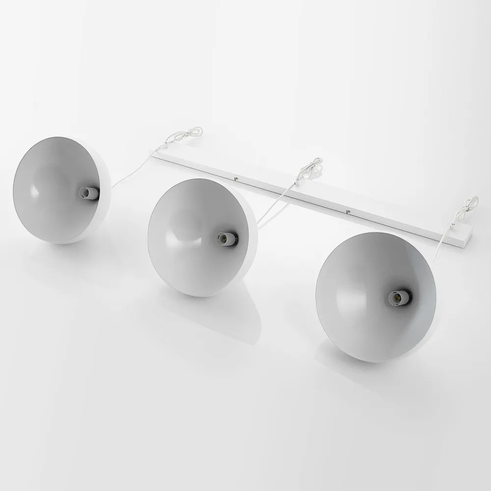 Lindby Elamira pendellampe, hvit, metall, 133 cm, 3 lyskilder. Outlet