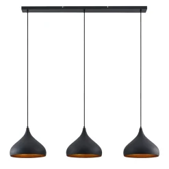 Lindby Elamira pendellampe, svart, metall, 133 cm, 3 lyskilder. Hot