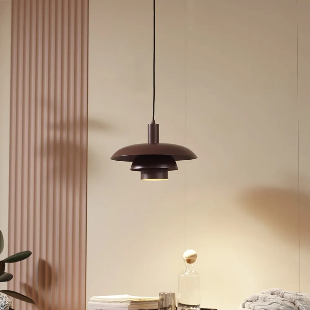 Lindby Elorri hengelampe, brun, metall, Ø 38 cm| Pendellamper