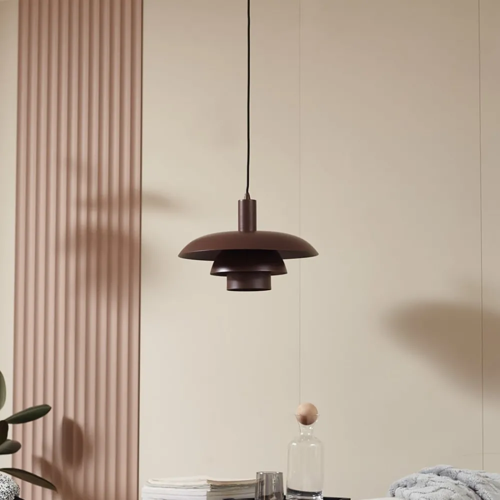 Lindby Elorri hengelampe, brun, metall, Ø 38 cm| Pendellamper