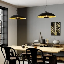 Lindby Emilienne pendellampe, svart, gullfarget, Ø 60 cm| Pendellamper