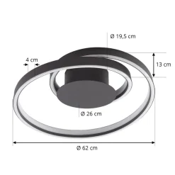 Lindby Erlinik LED-taklampe, stepdim, svart Outlet