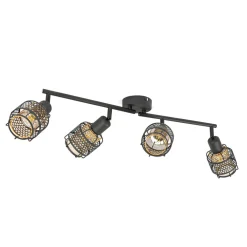 Lindby Eudoria spot 4 lyskilder svart/gull Hot