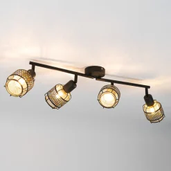 Lindby Eudoria spot 4 lyskilder svart/gull Hot