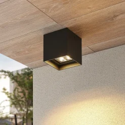 Lindby Eveta LED-taklampe, 10 cm, antrasitt, aluminium, IP65 Online