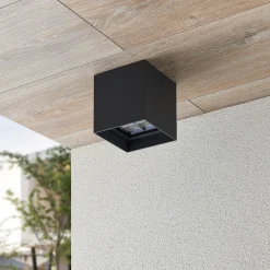 Lindby Eveta LED-taklampe, 10 cm, antrasitt, aluminium, IP65 Online