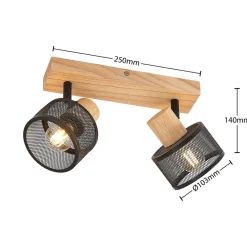Lindby Evinora takspot av tre, 2 lyskilder