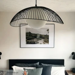 Lindby Fabronia hengelampe, gitter, glasskule Best