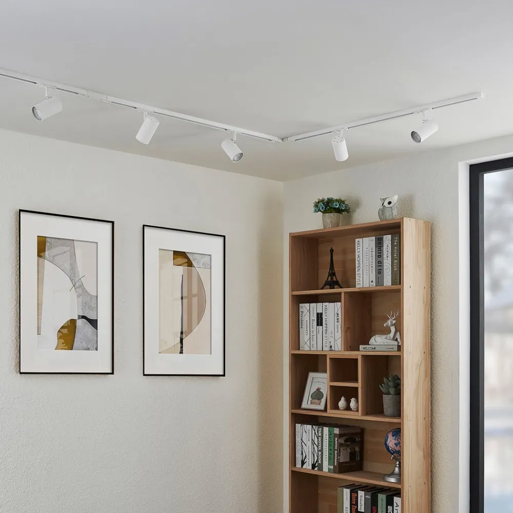 Lindby 1-fase skinnesystem Linaro, GU10, hvit, 5 lyskilder| Skinnesystem