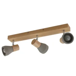 Lindby Filiz spotlight, 3 lyskilder, 47 cm lang, tre, betong, E14| Spotter I Tak|Taklamper