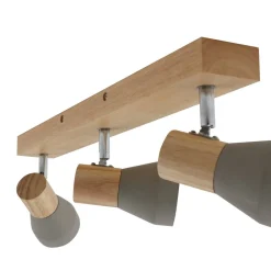 Lindby Filiz spotlight, 3 lyskilder, 47 cm lang, tre, betong, E14| Spotter I Tak|Taklamper