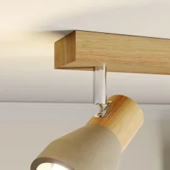 Lindby Filiz spotlight, 2 lyskilder, 27 cm, tre, betong, E14| Spotter I Tak|Taklamper