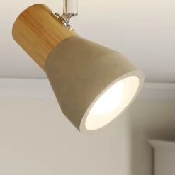 Lindby Filiz spotlight, 2 lyskilder, 27 cm, tre, betong, E14| Spotter I Tak|Taklamper