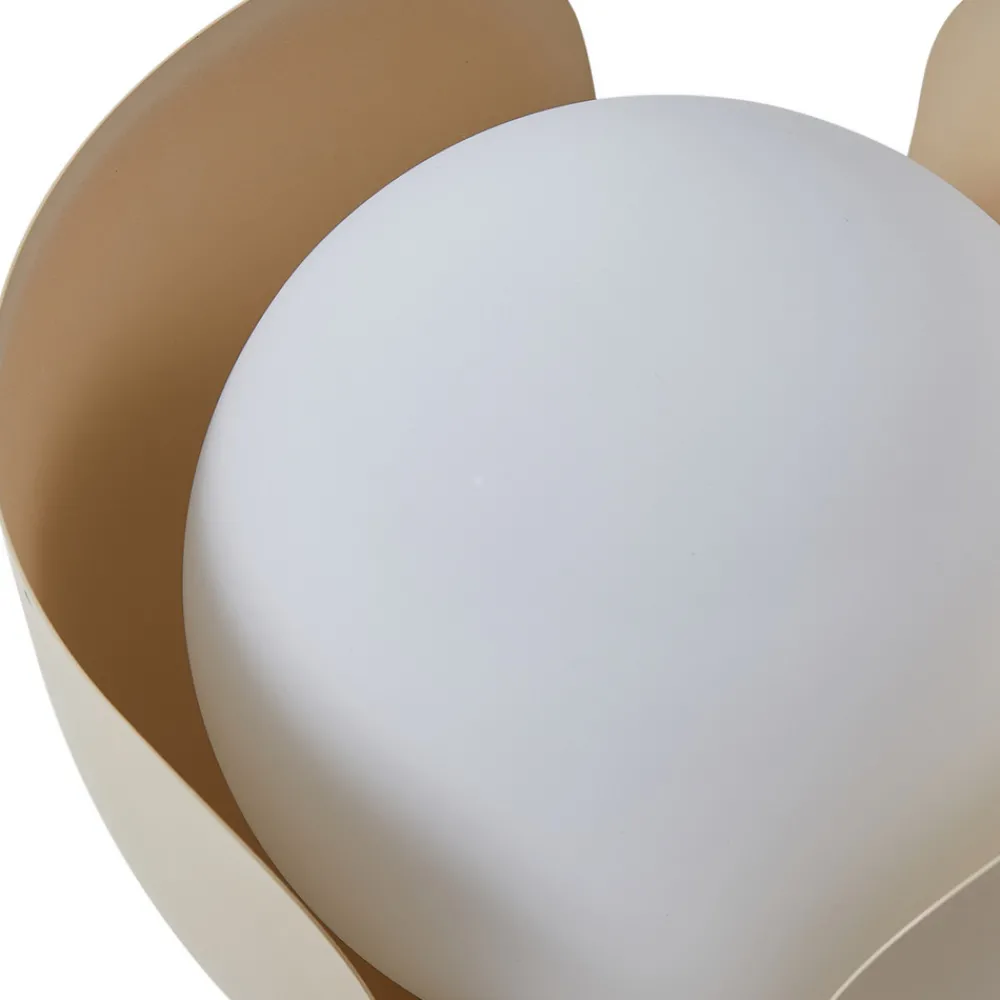 Lindby Fiora bordlampe, beige, glass, metall, Ø 20 cm Clearance