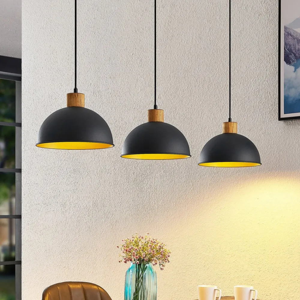 Lindby Flurin hengelampe, 3 lyskilder, 107 cm, svart, metall| Pendellamper