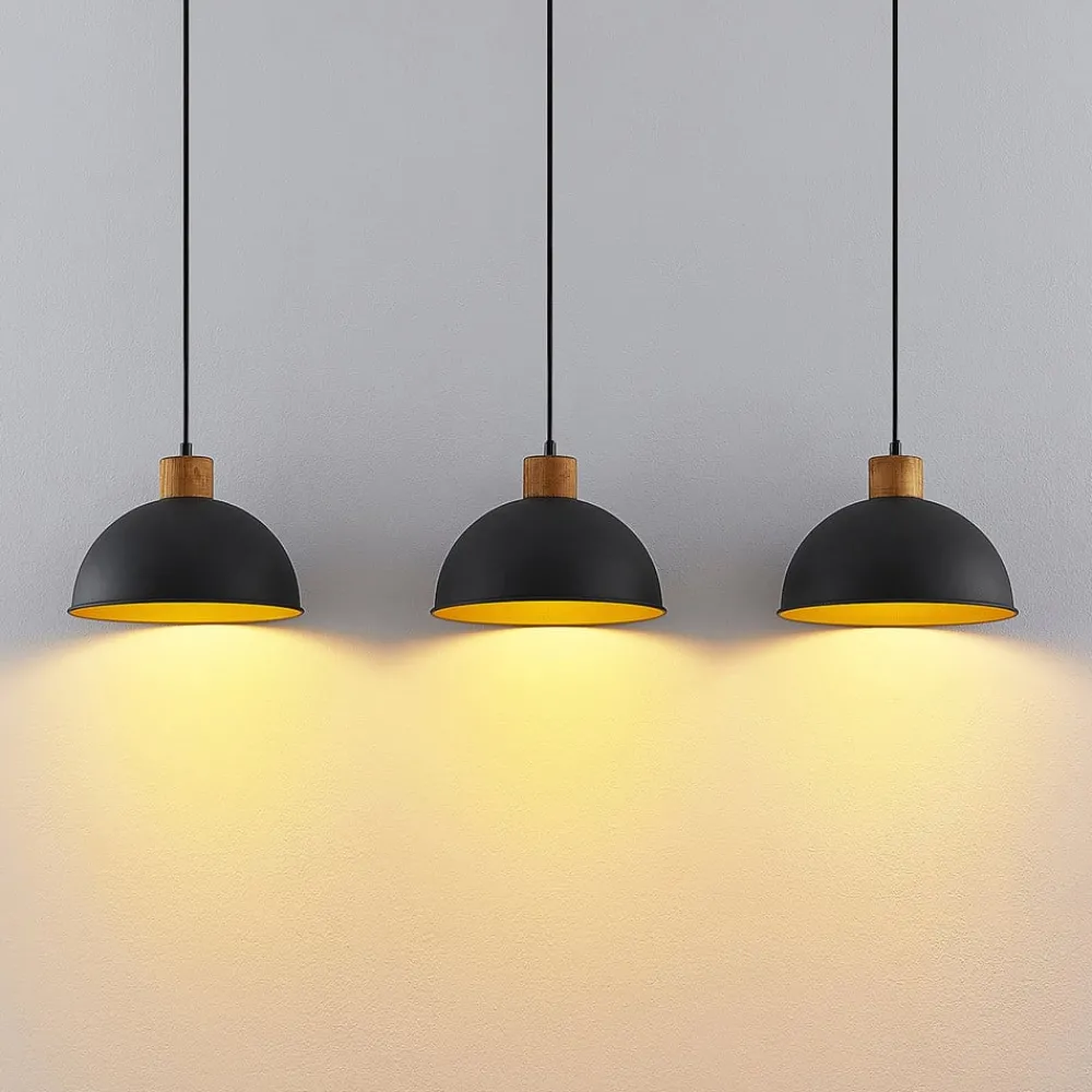 Lindby Flurin hengelampe, 3 lyskilder, 107 cm, svart, metall| Pendellamper