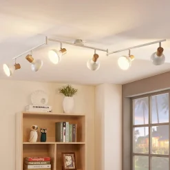 Lindby Fridolin downlight, 160 cm, 6 lyskilder, hvit, metall| Spotter I Tak|Taklamper