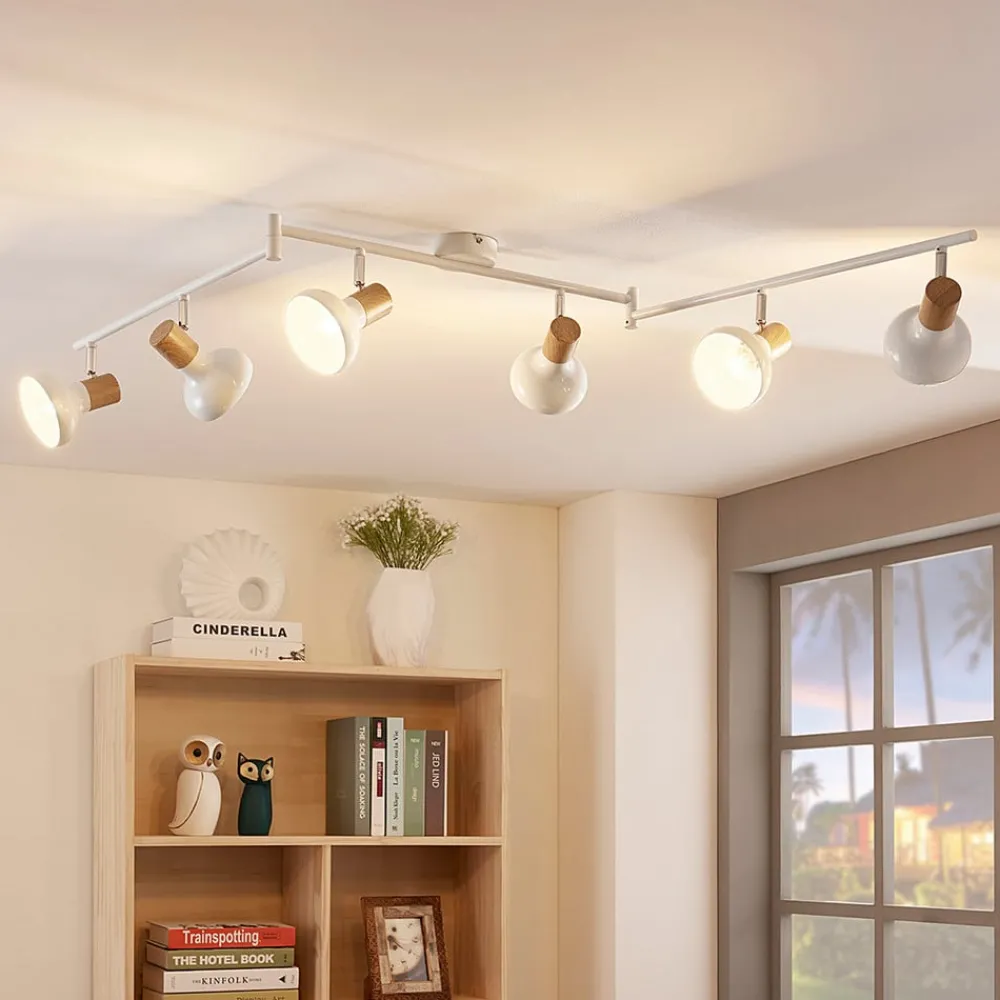 Lindby Fridolin downlight, 160 cm, 6 lyskilder, hvit, metall| Spotter I Tak|Taklamper